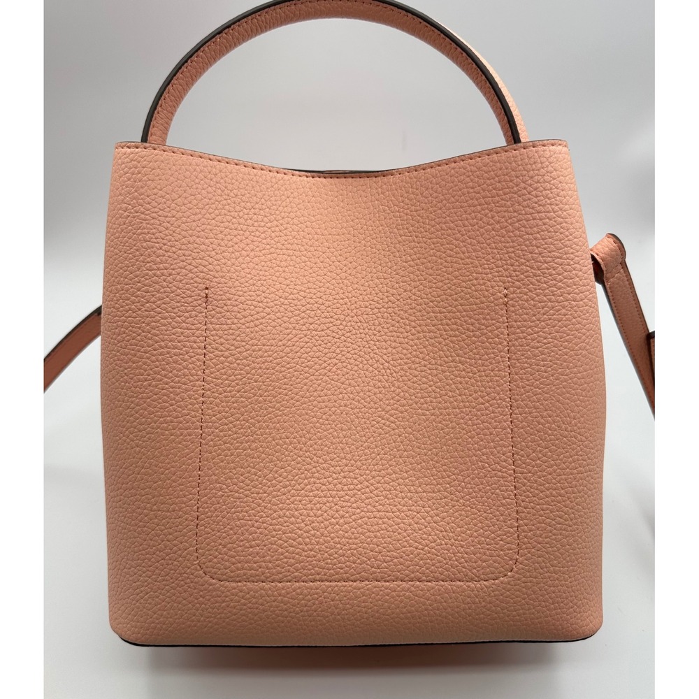 Nanette Lepore Pink Pebble‎ Bow Bucket Bag Crossbody Handbag Preppy Vegan Retro - Picture 16 of 16